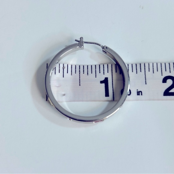 Coach Silver Hoop Earrings with Rhinestones - Picture 6 of 6